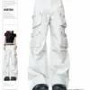 Women's White Y2k Cargo Pants Baggy Harajuku Oversize Trousers Vintage Wide Leg Pants Japanese 2000s Style Trashy Clothes 2024