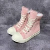 Owen Seak Men Women High Top Boots Leather Jumbo Thick Lace Up Casual Sneakers Flats Red Black Pink Luxury Designer Shoes - Image 6