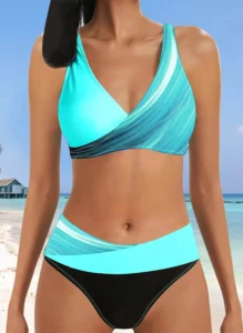 New Summer Women's Two-piece White Graffiti Striped Swimsuit Sexy Holiday Beach Bikini Set S-5XL - Image 3