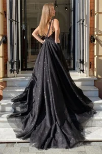 Aileen Black Long Dresses for Special Events Grace Shiny Elegant Party Dresses for Women 2024 Sexy V-neck Ball Gown Prom Dress - Image 5