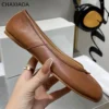 2024 Luxury Designer Leather Loafers Casual Split Toe high quality Summer Ballet Flats Women Walking Shoes - Image 5