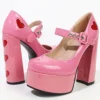 Luxury Designer Marry Janes Pumps For Women Love Heart High Heels Buckle Platform Punk Chunky Pink Wedding Party women's Shoes - Image 4