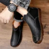 Autumn Winter Elegant Chelsea Boots Leather Men Shoes Round head Luxury designer Ankle boots Anti slip black Slip-on Big Size 47 - Image 6
