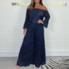 Spring Embroidery Hook Flower Hollow Crochet Set Women 2 Pieces V Neck Tie-up Tassel Top Wide Leg Pants Outfits Sexy Summer Suit - Image 6