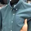 High Quality 100% Pure Cotton Men's Shirt Solid Color Lapel With Embroidered Printing Long Sleeved New Korean Autumn Men’s Top - Image 4