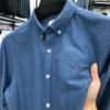 High Quality 100% Pure Cotton Men's Shirt Solid Color Lapel With Embroidered Printing Long Sleeved New Korean Autumn Men’s Top - Image 5
