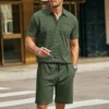 Casual Pocket Short Sleeve Polo Shirt And Shorts Men Two Piece Sets Summer Fashion Solid Color Slim Outfits Mens Leisure Suits - Image 3