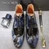 LUXURY BRAND MEN ANKLE BOOTS BLACK MIXED COLORS PATENT LEATHER MEN'S CASUAL DRESS SHOES LACE UP MILITARY BOOTS SHOES MEN - Image 3
