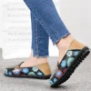 2024 Casual Flat Mom Shoes Soft Top Comfortable Printed Genuine Leather Women's Shoes Versatile Bean Shoes - Image 5