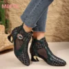 Spring and Summer New High Heel Mesh Boots Hollow Mesh Sandals Thick Heel Fashion Women's Shoes Women's Sandals - Image 2