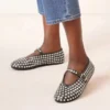 European and American Women's Fashionable Diamond Studded Mary Jane Single Shoes Casual Flat Bottomed Round Toe Buckle Shoes - Image 2