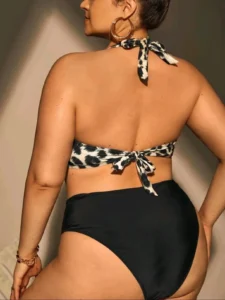 2023 Plus Large Size Bikini Set Leopard Swimwear Women Push Up Swimsuit Female High Waist Beachwear Swimming Bathing Swim Suit - Image 5