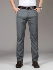 Summer Thin Soft Lyocell Breathable Linen Fabric Suit Pants Men Straight Business Elegant Long Formal Trouser Male Plus Size 40 - Image 2