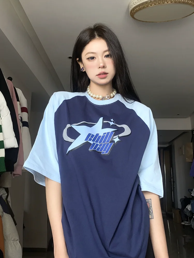 2023 Oversized Graphic T-shirts Women Y2k Harajuku American Vintage Korean Streetwear BF Short Sleeve Tee Casual Female Tops