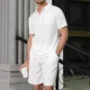 Casual Pocket Short Sleeve Polo Shirt And Shorts Men Two Piece Sets Summer Fashion Solid Color Slim Outfits Mens Leisure Suits - Image 6