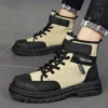 Men's Ankle Boots Autumn Outdoor Motorcycle Boots Durable Outsole Walking Boots Classic Design High Top Men Canvas Casual Shoes - Image 6