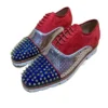 Splicing Multicolor Men's Rivet Casual Shoes Classic Red Suede Spike Toe Design Lace Up Oxford Shoes Comfortable Dress Men Shoes - Image 4