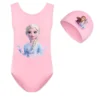 Kids Girl One-Piece Swimwear Cartoon Frozen Elsa Print Baby Swimsuit Swimming Cap Set Children Movement Outfit Party Bodysuit - Image 3