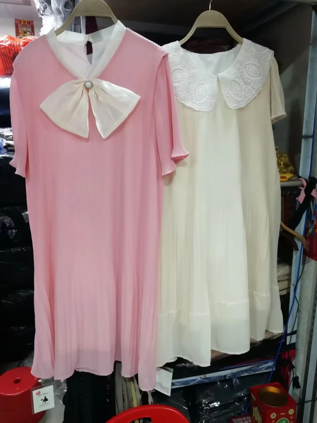 Summer Plus Size Pregnant Women's Chiffon Dress Summer Loose Maternity Pleated Dress Sweet Lace Peter Pan Collar Mini Dress Cute