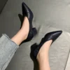 Rimocy Brown Vintage Pointed Toe Thin Heel Pumps Women Plus Size V-shape Thick High Heels Shoes Woman Light Slip on Party Shoes - Image 5