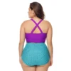 Plus Size Two Pieces Bathing Suit 2022 Contrast Color High Waist Beachwear Women's Suit Big Size Separate Swimsuit Bikinis Suit - Image 2
