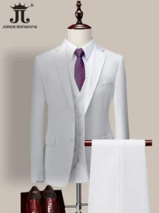 14 Color M-6XL ( Jacket Vest Pants ) High-end Brand Formal Business Mens Suit Three-piece Groom Wedding Dress Solid Color Suit - Image 3