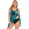 Plus Size Swimwear Retro Print Irregular Beach Dress Two Pieces Swimsuit 2022 New Large Size Tankini Bathing Suit - Image 2