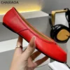 2024 Luxury Designer Leather Loafers Casual Split Toe high quality Summer Ballet Flats Women Walking Shoes - Image 6