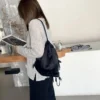 LEFTSIDE Silk Drawstring Backpack Strap Design 2023 Winter Korean Fashion Backpacks Lady Big Back Pack - Image 2