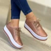 Woman Shoes Casual Sneakers for Women Round Toe Platform Shoes Lace Up Tennis Female Vulcanized Shoes Solid Color Ladies Loafers - Image 6