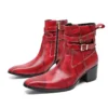 Men Boots Personality Square Head Stylist Fashion Leather Shoes European Spring Autumn Design Formal Wine Red Wedding Boot - Image 2