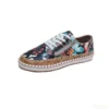 Women Casual Loafers Elegant Floral Printed Lace Up Flat Fashion Round Toe Vulcanized Shoes Outdoor Light Walking Shoes - Image 5