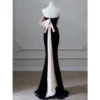 One Shoulder Slim Waist Simple Temperament Evening Dresses Flower Design Trumpet Wedding Party Vestidos Solid French Prom Dress - Image 5