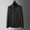 2024 Spring Phoenix embroidery Shirts for Men Solid Color Long Sleeve Casual Shirt Slim Social Party Tuxedo Business Dress - Image 2