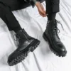 New Thick Sole Casual Leather Business Korean Chelsea Luxury Mens Designer Brand Formal Dress Shoes for Men Ankle Boots Footwear - Image 4