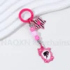 Y2K Pretty Barbie Star Mirror Keychain Pink Black Bead Key Ring For Women Girls Princess Dream Friend Good Gift Handmade Jewelry - Image 3