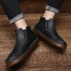 Autumn Winter Elegant Chelsea Boots Leather Men Shoes Round head Luxury designer Ankle boots Anti slip black Slip-on Big Size 47 - Image 3