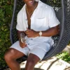 Beach Men Summer Fashion Solid Linen Tracksuit Men Clothing Casual Men's Sets Short Sleeve Lapel Button Shirts & Shorts Suit - Image 6