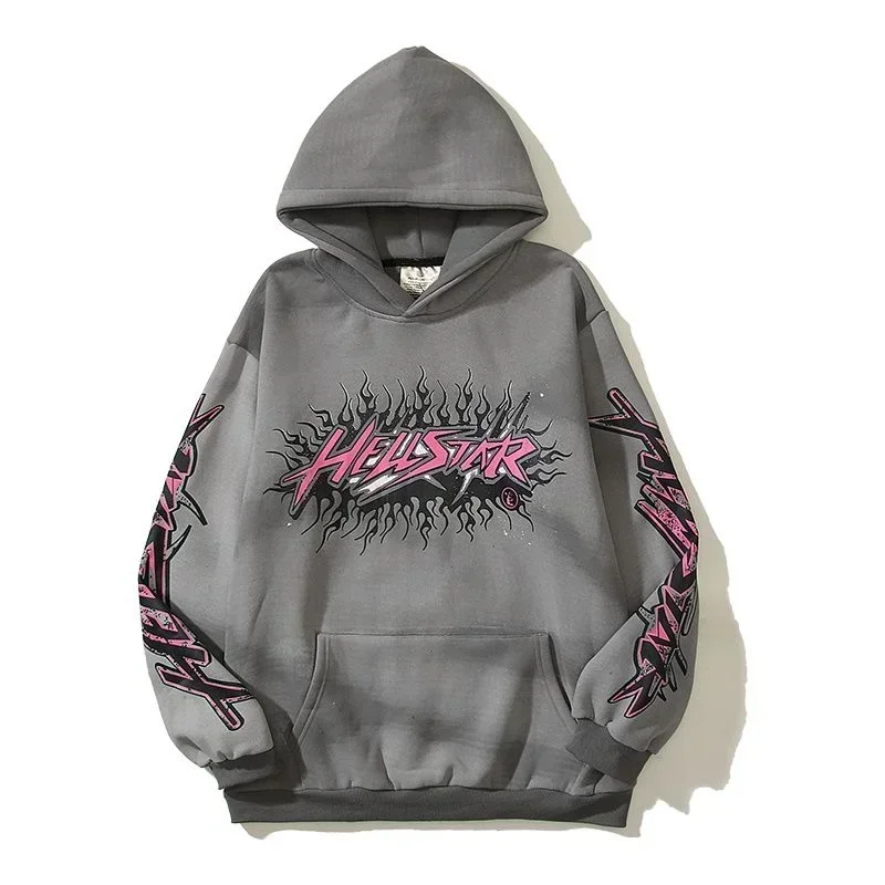 Oversized hoodie gothic punk style Harajuku streetwear letter print graffiti sweatshirt retro casual fashion pullover