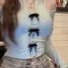 Fake Two Pieces Set Sweet Bow Patchwork T-shirt Korean Fashion Long Sleeve Y2k Aesthetic Top Women Off Shoulder Sexy Halter Tees