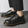Black Thick Soled Lace Up Oxford Shoes Round Head Platform Leather Shoes Brand Luxury Men Casual Designer Wedding Dress Shoes - Image 4