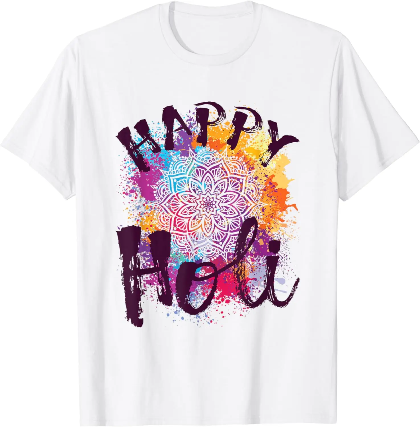 Happy Holi Colors India Hindu Spring T-Shirt Vintage Clothes Women Clothing Tops Festival Wear Shirts
