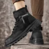 Men's Ankle Boots Autumn Outdoor Motorcycle Boots Durable Outsole Walking Boots Classic Design High Top Men Canvas Casual Shoes - Image 5