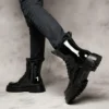 italian brand designer men boots patent leather shoes party nightclub dress cowboy high chimney boot platform long chelsea botas - Image 2