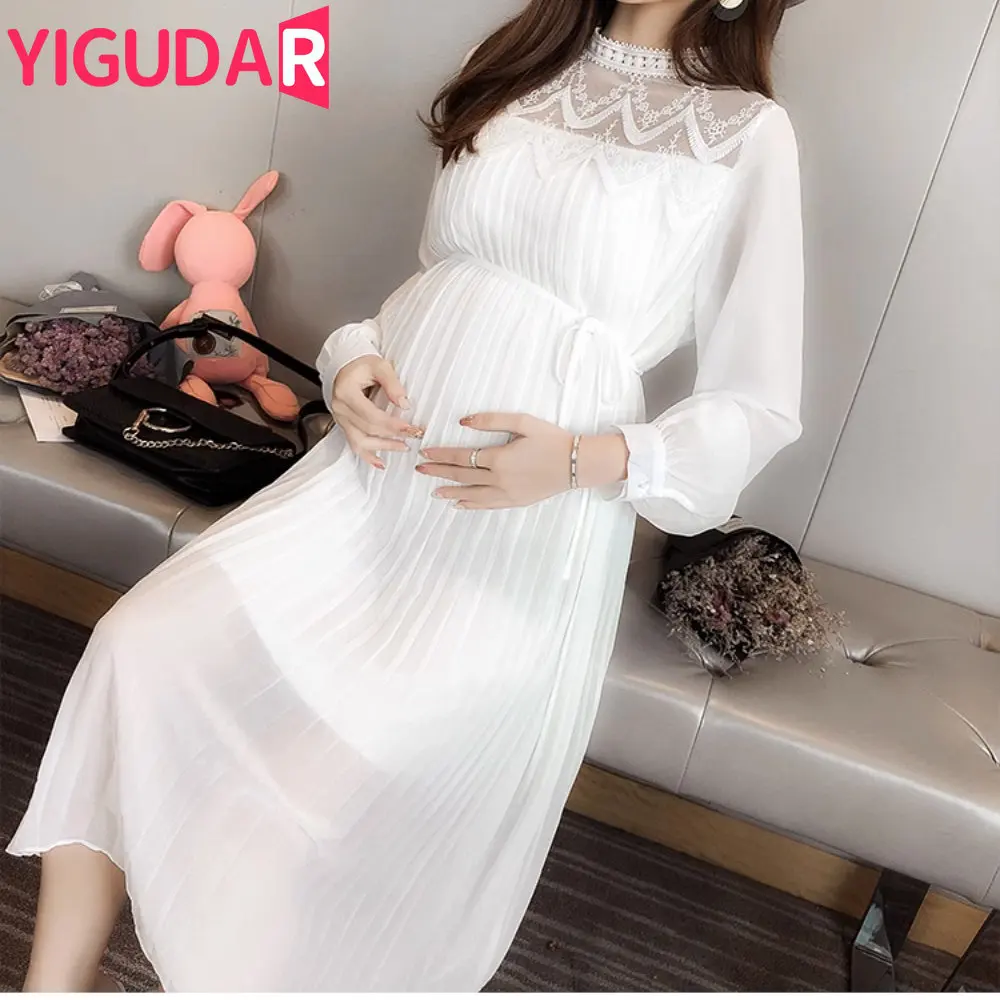 2023 Spring Autumn Long Sleeve Maternity Dress photoshoot Casual Loose Straight Clothes for Pregnant Women Pregnancy Clothing