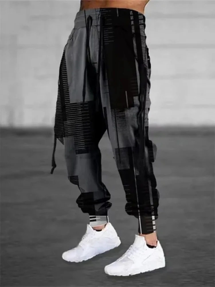 Long Men's Sweatpants Loose Drawstring Track Sweat Pants Man Jogger Waist 3D Y2k Vintage Tracksuit Men Big Size Hiphop Trousers