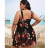 Swimsuit Large Size Floral Print Split Front One Piece Swimwear Beach Bikini Dress Outfits for Women Plus Size Woman Clothing - Image 3