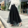 High School Student Older Kid Elegant Tulle Skirt Summer Big Swing Women Girl Cute Pink Black Gray Long Tutu Long Puff Skirts - Image 5