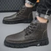 New Men's Boots Brand Designer High Top Fashion Leather Men Boot Quality Outdoor Anti slip Comfortable Shoe Running Shoe Zapatos - Image 4