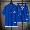 Summer Men's Two Piece Set Linen Fabric Casual T-Shirt And Shorts Set Mens Sports Suit Fashion Short Sleeve Tracksuit Men Suits - Image 2